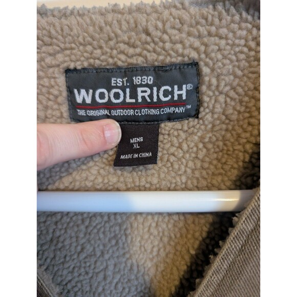 Woolrich Canvas Vest Men's XL Tan Dark Wheat Sherpa Hunting Gorpcore Streetwear - Picture 3 of 9